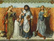 MASTER of the St. Bartholomew Altar St Agnes, St Bartholomew and St Cecilia France oil painting artist
